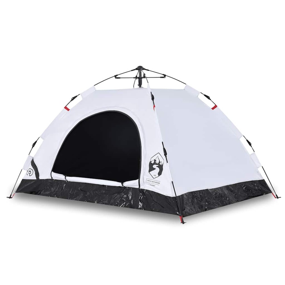 vidaXL Cort de camping 2 persoane, alb opac, setare rapidă, țesătură