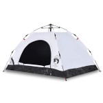 vidaXL Cort de camping 2 persoane, alb opac, setare rapidă, țesătură vidaXL Cort de camping 2 persoane, alb opac, setare rapidă, țesătură