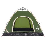 vidaXL Cort de camping pentru 3 persoane, setare rapidă, verde