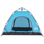 vidaXL Cort de camping pentru 3 persoane, setare rapidă, albastru