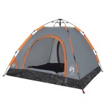 vidaXL Cort de camping, 3 persoane, gri/portocaliu, setare rapidă vidaXL Cort de camping, 3 persoane, gri/portocaliu, setare rapidă