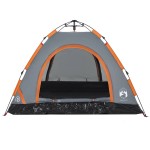 vidaXL Cort de camping, 3 persoane, gri/portocaliu, setare rapidă vidaXL Cort de camping, 3 persoane, gri/portocaliu, setare rapidă