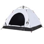 vidaXL Cort de camping 3 persoane, alb opac, setare rapidă, țesătură vidaXL Cort de camping 3 persoane, alb opac, setare rapidă, țesătură