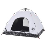vidaXL Cort de camping 3 persoane, alb opac, setare rapidă, țesătură vidaXL Cort de camping 3 persoane, alb opac, setare rapidă, țesătură