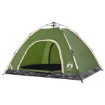vidaXL Cort de camping pentru 4 persoane, setare rapidă, verde