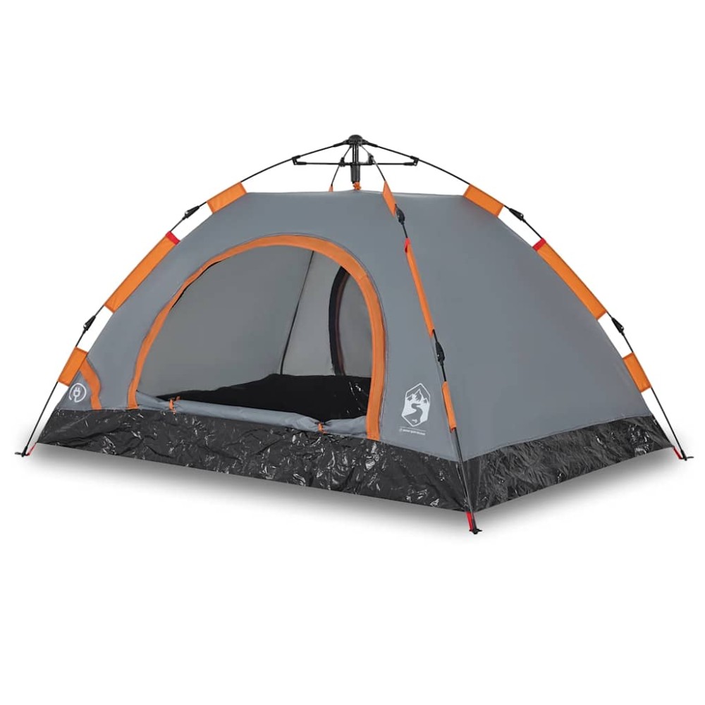 vidaXL Cort de camping, 4 persoane, gri/portocaliu, setare rapidă