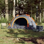 vidaXL Cort de camping, 4 persoane, gri/portocaliu, setare rapidă