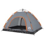 vidaXL Cort de camping, 4 persoane, gri/portocaliu, setare rapidă