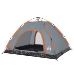 vidaXL Cort de camping, 4 persoane, gri/portocaliu, setare rapidă