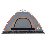 vidaXL Cort de camping, 4 persoane, gri/portocaliu, setare rapidă