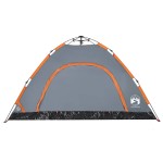 vidaXL Cort de camping, 4 persoane, gri/portocaliu, setare rapidă