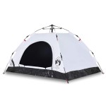 vidaXL Cort de camping 4 persoane, alb opac, setare rapidă, țesătură vidaXL Cort de camping 4 persoane, alb opac, setare rapidă, țesătură