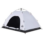 vidaXL Cort de camping 4 persoane, alb opac, setare rapidă, țesătură vidaXL Cort de camping 4 persoane, alb opac, setare rapidă, țesătură
