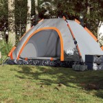 vidaXL Cort camping, 5 persoane, gri/oranj, setare rapidă vidaXL Cort camping, 5 persoane, gri/oranj, setare rapidă