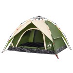 vidaXL Cort de camping cupolă 3 persoane, setare rapidă, verde