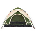 vidaXL Cort de camping cupolă 3 persoane, setare rapidă, verde