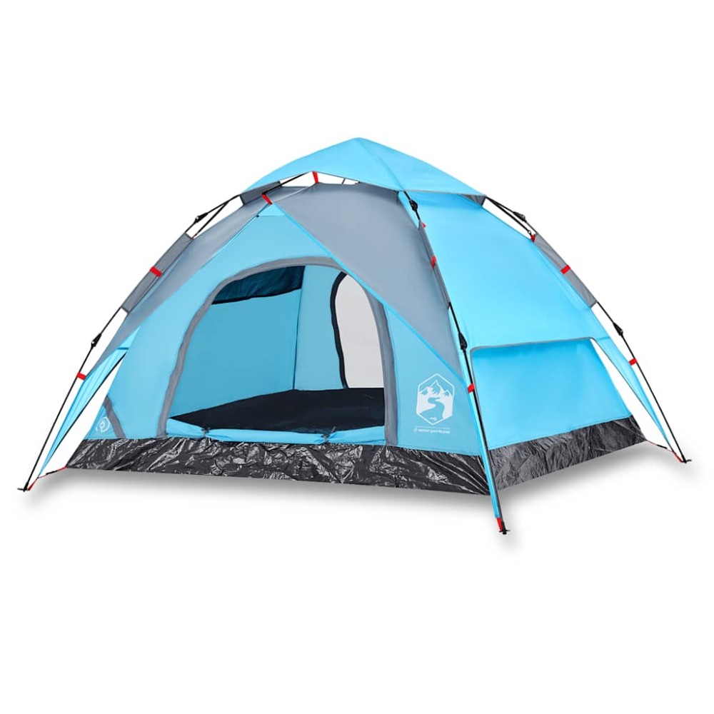 vidaXL Cort de camping cupolă 3 persoane, setare rapidă, albastru