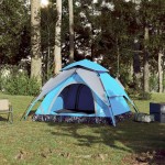 vidaXL Cort de camping cupolă 3 persoane, setare rapidă, albastru
