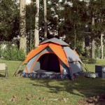 vidaXL Cort camping cupolă 3 persoane, gri/portocaliu, setare rapidă vidaXL Cort camping cupolă 3 persoane, gri/portocaliu, setare rapidă