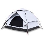 vidaXL Cort de camping 3 persoane, alb opac, setare rapidă, țesătură vidaXL Cort de camping 3 persoane, alb opac, setare rapidă, țesătură