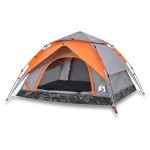vidaXL Cort camping cupolă 4 persoane, gri/portocaliu, setare rapidă vidaXL Cort camping cupolă 4 persoane, gri/portocaliu, setare rapidă
