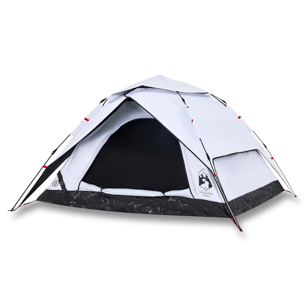 vidaXL Cort de camping 4 persoane, alb opac, setare rapidă, țesătură