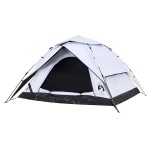 vidaXL Cort de camping 4 persoane, alb opac, setare rapidă, țesătură vidaXL Cort de camping 4 persoane, alb opac, setare rapidă, țesătură