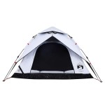 vidaXL Cort de camping 4 persoane, alb opac, setare rapidă, țesătură vidaXL Cort de camping 4 persoane, alb opac, setare rapidă, țesătură
