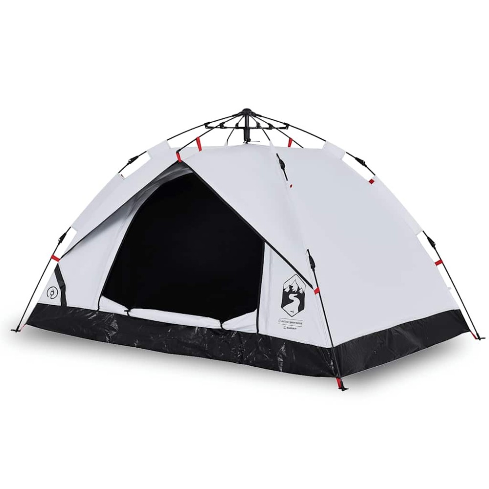 vidaXL Cort de camping 2 persoane, alb opac, setare rapidă, țesătură
