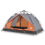 vidaXL Cort camping cupolă 3 persoane, gri/portocaliu, setare rapidă vidaXL Cort camping cupolă 3 persoane, gri/portocaliu, setare rapidă