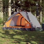 vidaXL Cort camping cupolă 3 persoane, gri/portocaliu, setare rapidă vidaXL Cort camping cupolă 3 persoane, gri/portocaliu, setare rapidă