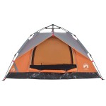 vidaXL Cort camping cupolă 3 persoane, gri/portocaliu, setare rapidă vidaXL Cort camping cupolă 3 persoane, gri/portocaliu, setare rapidă