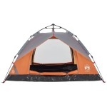 vidaXL Cort camping cupolă 3 persoane, gri/portocaliu, setare rapidă vidaXL Cort camping cupolă 3 persoane, gri/portocaliu, setare rapidă