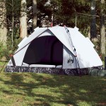 vidaXL Cort de camping 3 persoane, alb opac, setare rapidă, țesătură vidaXL Cort de camping 3 persoane, alb opac, setare rapidă, țesătură