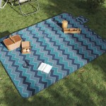 vidaXL Pătură de picnic pliabilă, val albastre, 200x150 cm catifea vidaXL Pătură de picnic pliabilă, val albastre, 200x150 cm catifea
