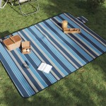 vidaXL Pătură picnic pliabilă, dungi albastre alb, 200x150 cm catifea vidaXL Pătură picnic pliabilă, dungi albastre alb, 200x150 cm catifea