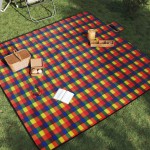 vidaXL Pătură picnic pliabilă, carouri multicolor, 200x200 cm catifea vidaXL Pătură picnic pliabilă, carouri multicolor, 200x200 cm catifea