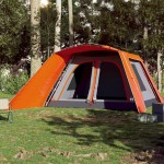 vidaXL Cort familie cu verandă 9 persoane gri/portocaliu setare rapidă