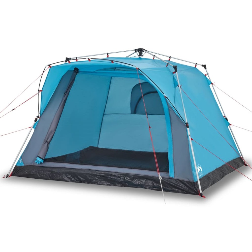 vidaXL Cort de camping cabană 4 persoane albastru cu eliberare rapidă