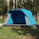 vidaXL Cort de camping cabană 4 persoane albastru cu eliberare rapidă