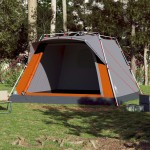 vidaXL Cort camping cabană 4 persoane gri/portocaliu setare rapidă vidaXL Cort camping cabană 4 persoane gri/portocaliu setare rapidă