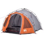 vidaXL Cort camping cupolă 3 persoane, gri/portocaliu, setare rapidă