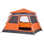 vidaXL Cort camping cupolă 4 persoane, gri/portocaliu, setare rapidă vidaXL Cort camping cupolă 4 persoane, gri/portocaliu, setare rapidă