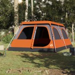 vidaXL Cort familie cupolă 8 persoane, gri/portocaliu, setare rapidă