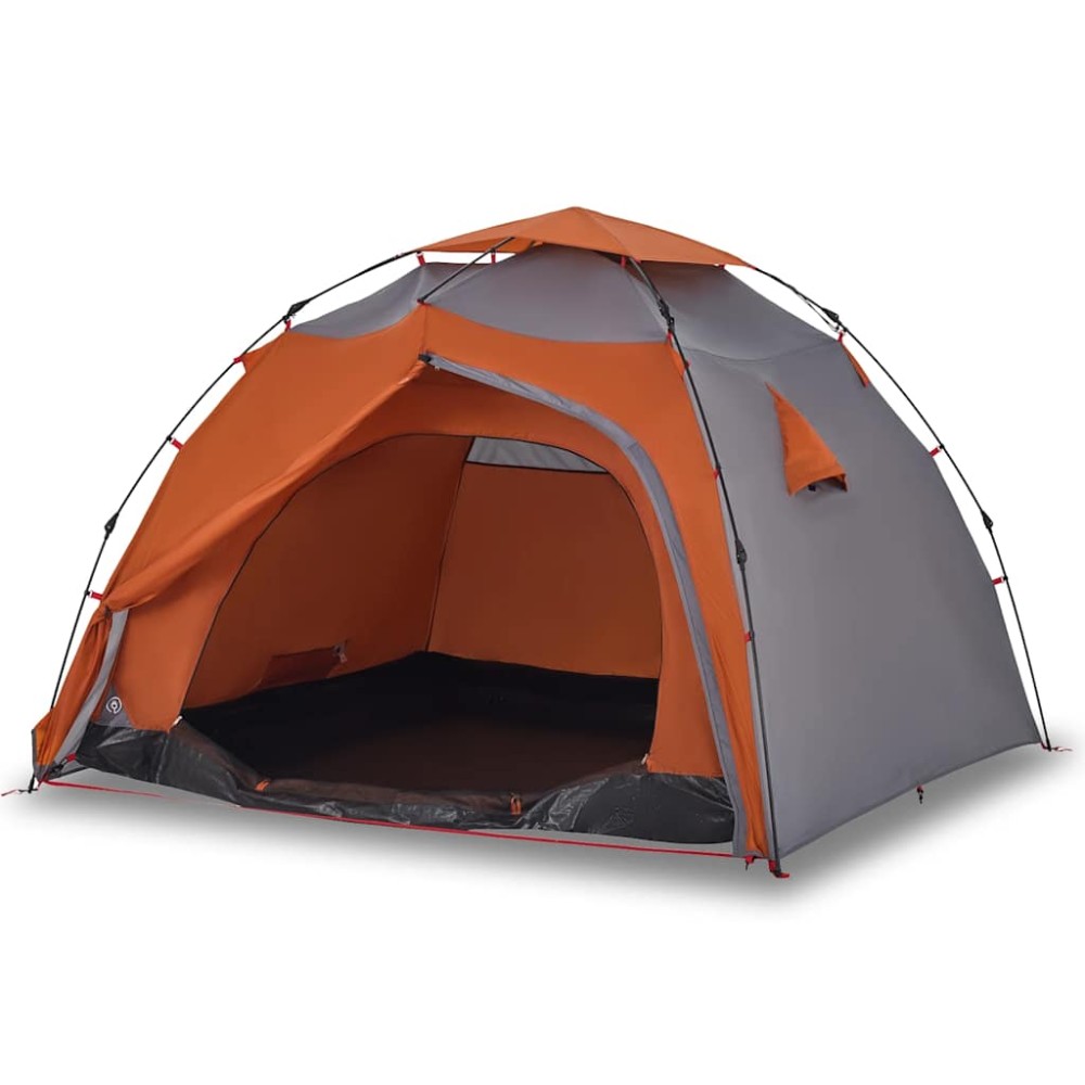 vidaXL Cort camping cupolă 4 persoane, gri/portocaliu, setare rapidă