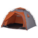vidaXL Cort camping cupolă 4 persoane, gri/portocaliu, setare rapidă vidaXL Cort camping cupolă 4 persoane, gri/portocaliu, setare rapidă