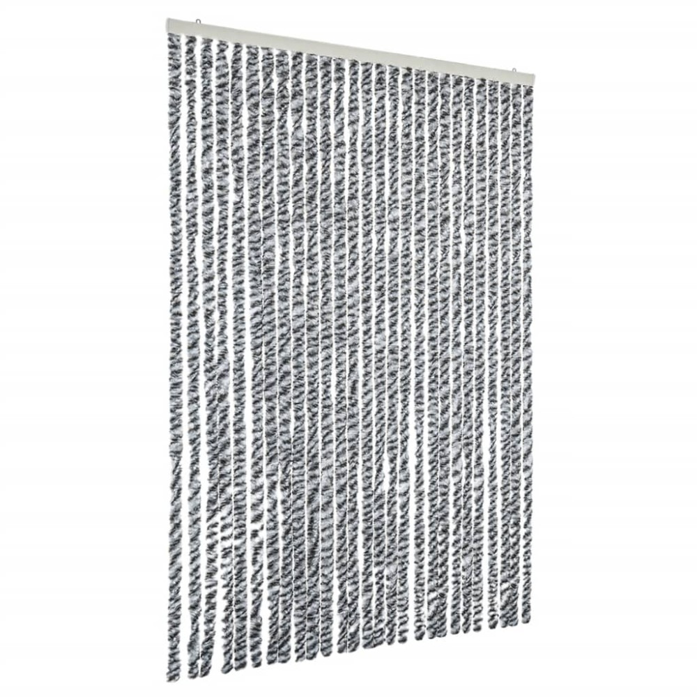 vidaXL Perdele pentru insecte, gri și alb/negru, 118x220 cm, chenille