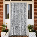 vidaXL Perdele pentru insecte, gri și alb/negru, 118x220 cm, chenille vidaXL Perdele pentru insecte, gri și alb/negru, 118x220 cm, chenille