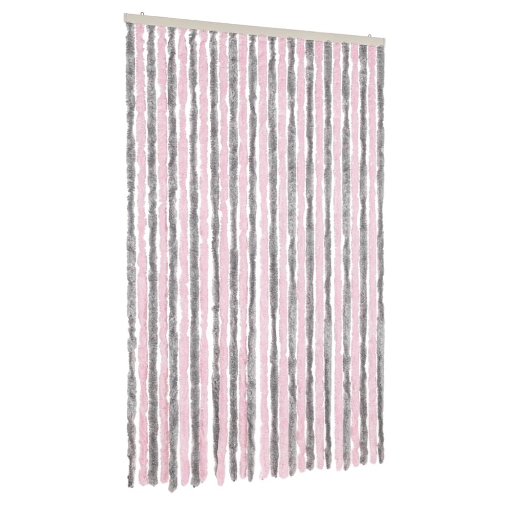 vidaXL Perdea pentru insecte gri argintiu și roz, 118x220 cm, chenille