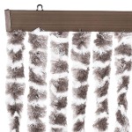 vidaXL Perdea pentru insecte, gri taupe și alb, 118x220 cm, chenille vidaXL Perdea pentru insecte, gri taupe și alb, 118x220 cm, chenille
